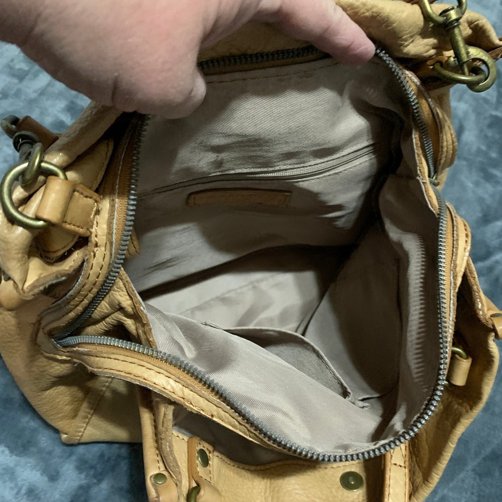 American Leather Co. Lenox Satchel Tan Leather Shoulder Bag Purse Triple Entry - Picture 10 of 16